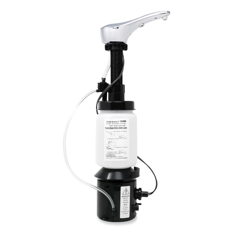 BOBRICK WASHROOM SureFlo Top-Fill Automatic Bulk Foam Soap Dispenser, 34 oz, 7.75 x 7.75 x 19.94, Chrome (BOB828) thumbnail 3