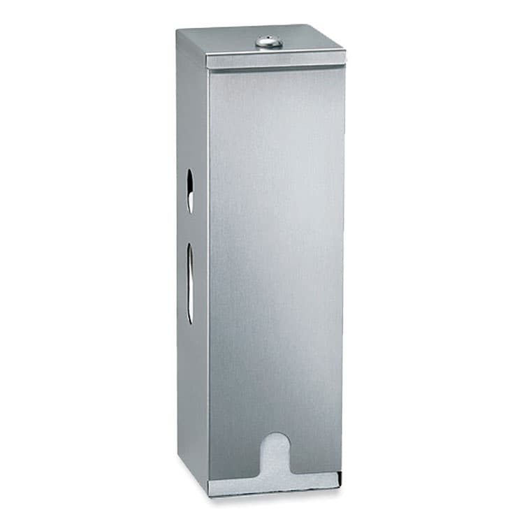 BOBRICK WASHROOM ClassicSeries Surface-Mounted Three-Roll Toilet Tissue Dispenser, 4.63 x 5 x 14.88, Satin Finish Stainless Steel (BOB27313)