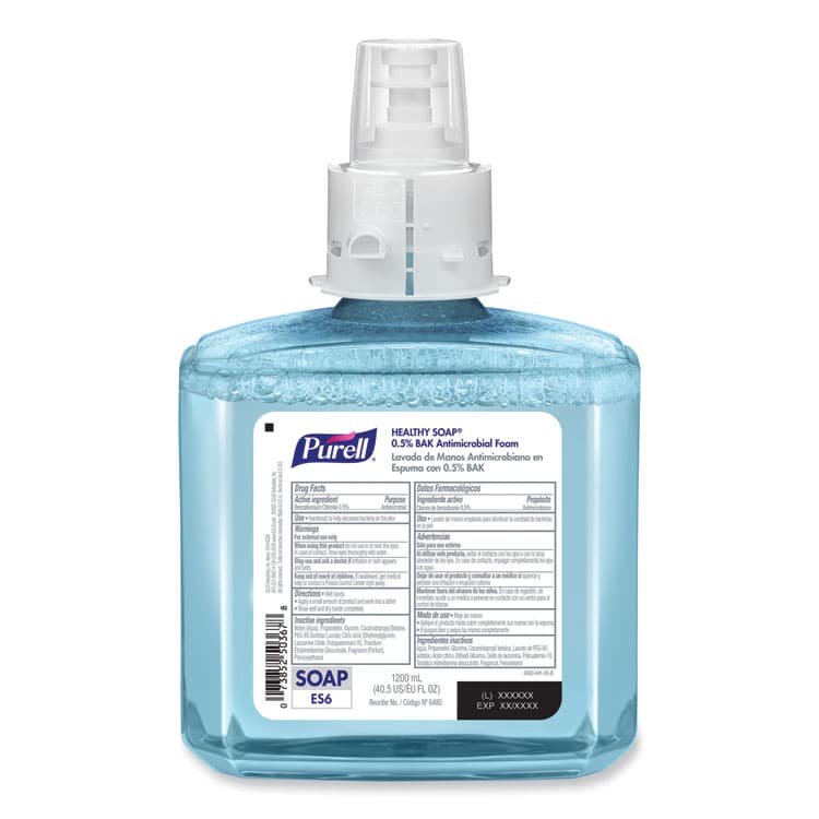 GO-JO INDUSTRIES HEALTHY SOAP 0.5% BAK Antimicrobial Foam Refill, For ES6 Dispensers, Light Citrus Floral Scent, 1,200 mL, 2/Carton (GOJ648002) thumbnail 2