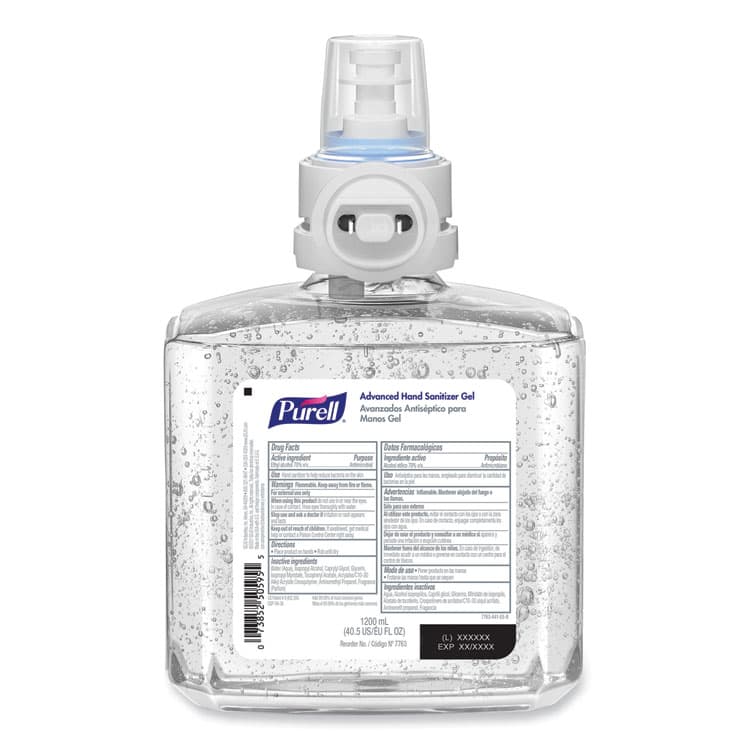 GO-JO INDUSTRIES Advanced Hand Sanitizer Gel Refill, 1,200 mL, Clean Scent, For ES8 Dispensers, 2/Carton (GOJ776302)