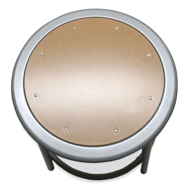 ALERA Industrial Metal Shop Stool, Backless, Supports Up to 300 lb, 24" Seat Height, Brown Seat, Gray Base (ALEIS6624G) thumbnail 2