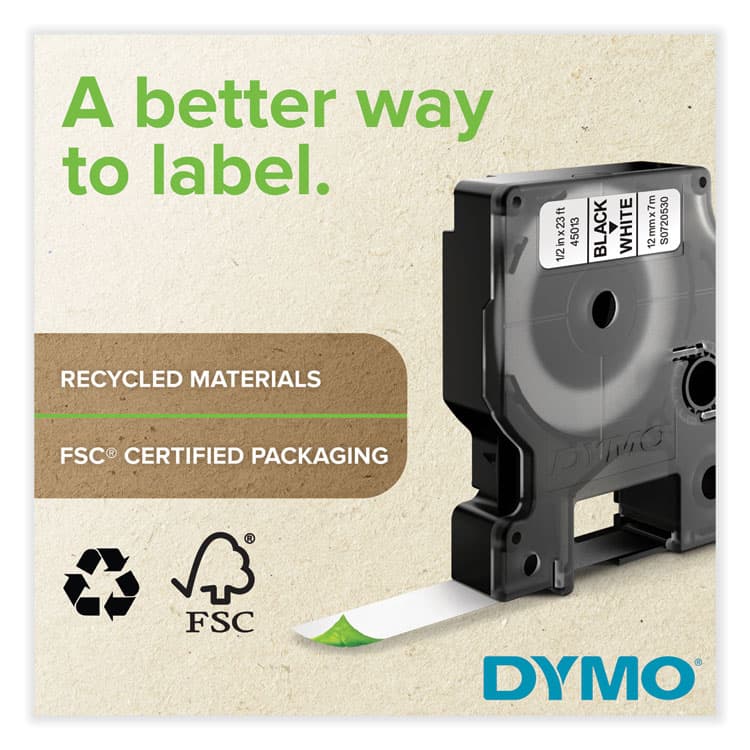 DYMO D1 High-Performance Polyester Removable Label Tape, 0.5" x 23 ft, Black on Clear (DYM45010) thumbnail 4