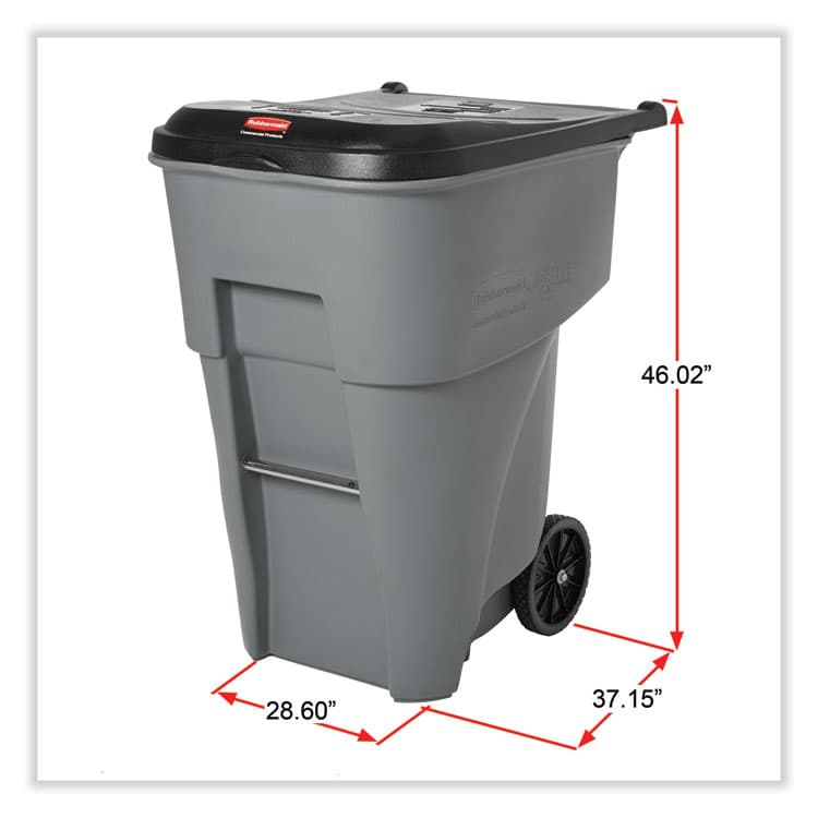 RUBBERMAID COMMERCIAL PROD. Brute Roll-Out Heavy-Duty Container, 95 gal, Polyethylene, Gray (RCP9W22GY) thumbnail 3