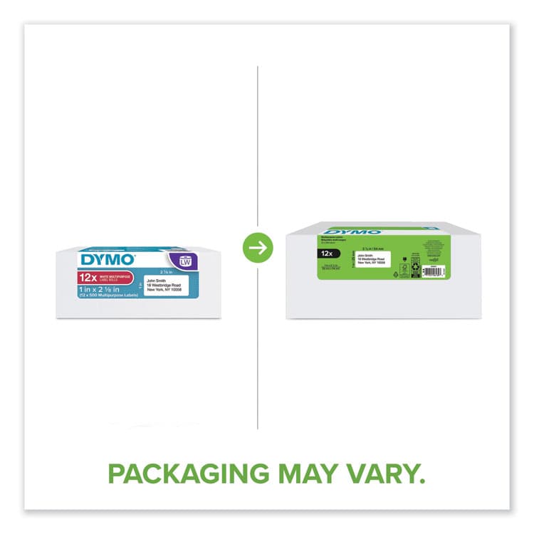 DYMO LW Multipurpose Labels, 1" x 2.13", White, 500 Labels/Roll, 12 Rolls/Pack (DYM2050821) thumbnail 3