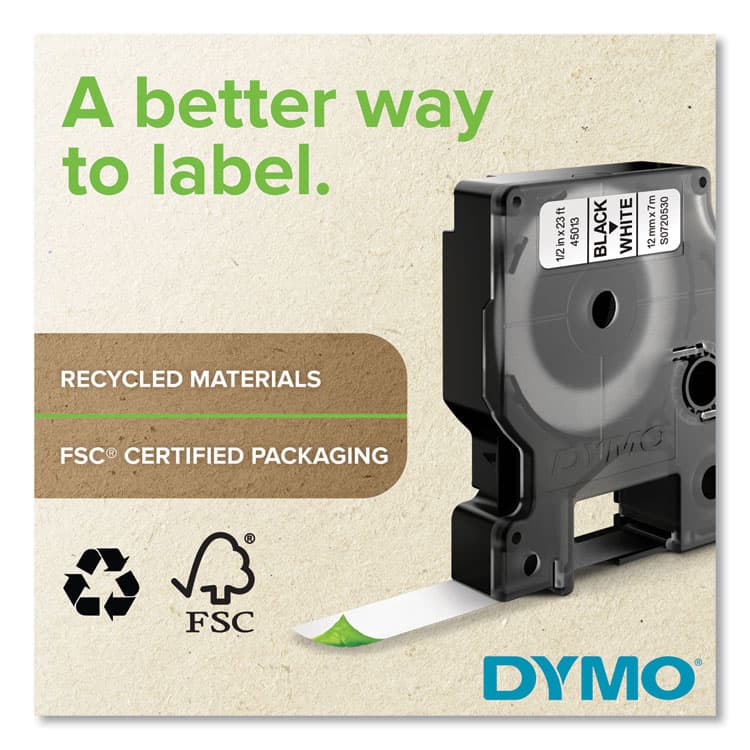 DYMO D1 High-Performance Polyester Removable Label Tape, 0.37" x 23 ft, Black on Clear (DYM40910) thumbnail 4
