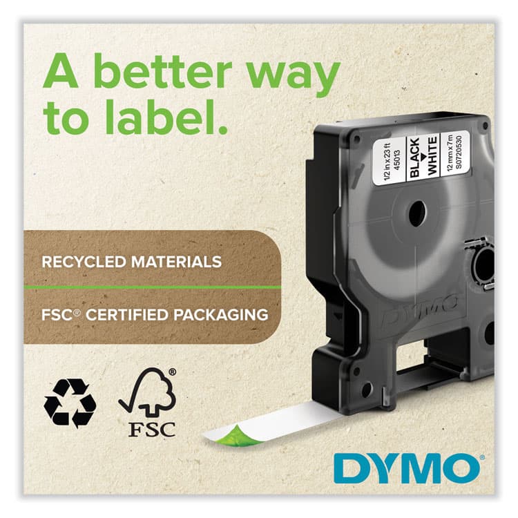 DYMO D1 Standard Labels, 0.5" x 23 ft, Black Print on White Tape, 6/Pack (DYM2025517) thumbnail 4