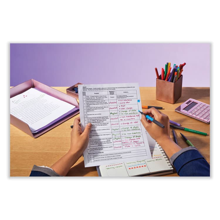 SANFORD Flair Metallic Porous Point Pen, Stick, Medium 0.7 mm, Assorted Ink and Barrel Colors, 16/Pack (PAP2129448) thumbnail 4