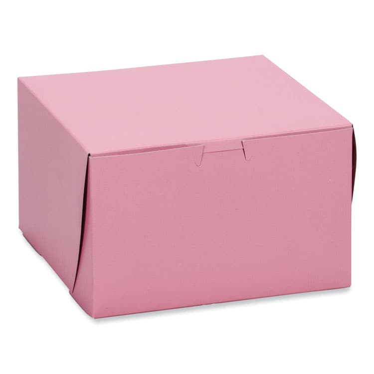 SOUTHERN CHAMPION TRAY Pink One-Piece Non-Window Bakery Box, 8 x 8 x 4, Pink, Paper, 250/Carton (SCH0841)