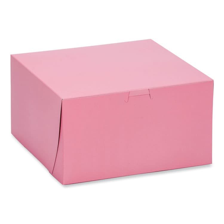 SOUTHERN CHAMPION TRAY Pink One-Piece Non-Window Bakery Box, 8 x 8 x 5, Pink, Paper, 100/Carton (SCH0845)