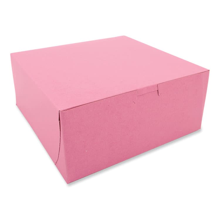 SOUTHERN CHAMPION TRAY Pink One-Piece Non-Window Bakery Box, 9 x 9 x 4, Pink, Paper, 200/Carton (SCH0861)