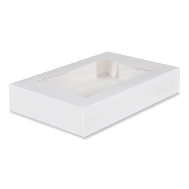 SOUTHERN CHAMPION TRAY White Window Bakery Boxes with Attached Flip Top, 6-Corner Beers Design, 12 x 8 x 2.25, White, Paper, 200/Carton (SCH24343)