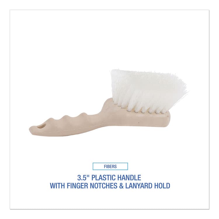 BOARDWALK Utility Brush, Cream Nylon Bristles, 5.5" Brush, 3.5" Tan Plastic Handle (BWK4408) thumbnail 3