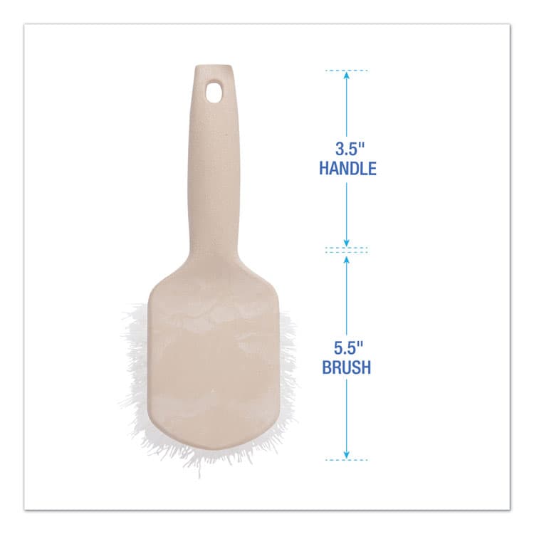 BOARDWALK Utility Brush, Cream Nylon Bristles, 5.5" Brush, 3.5" Tan Plastic Handle (BWK4408) thumbnail 2