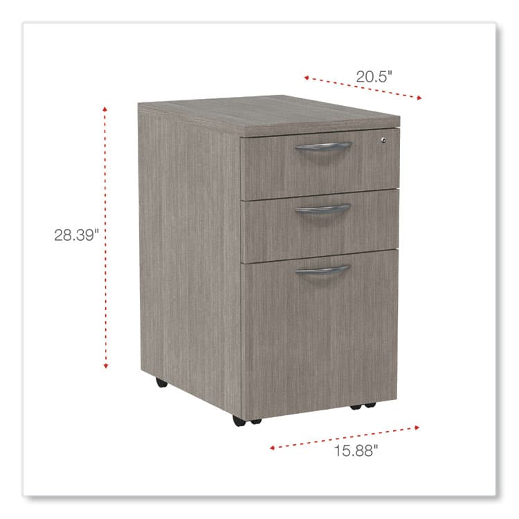 ALERA Alera Valencia Series Mobile Pedestal File, Left/Right, 3-Drawer: Box/Box/File, Legal/Letter, Gray, 15.88 x 20.5 x 28.39 (ALEVA572816GY) thumbnail 3