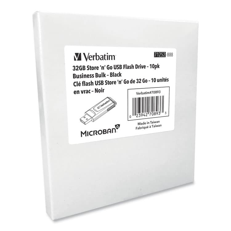 VERBATIM CORPORATION Store 'n' Go USB Flash Drive Business Bulk, 32 GB, Black, 10/Pack (VER70893) thumbnail 2
