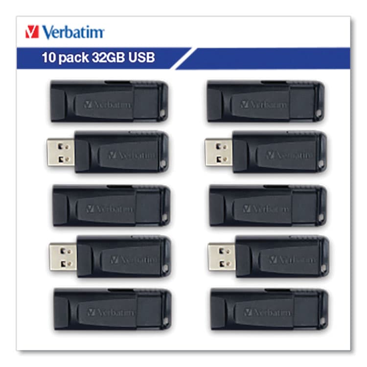 VERBATIM CORPORATION Store 'n' Go USB Flash Drive Business Bulk, 32 GB, Black, 10/Pack (VER70893) thumbnail 4