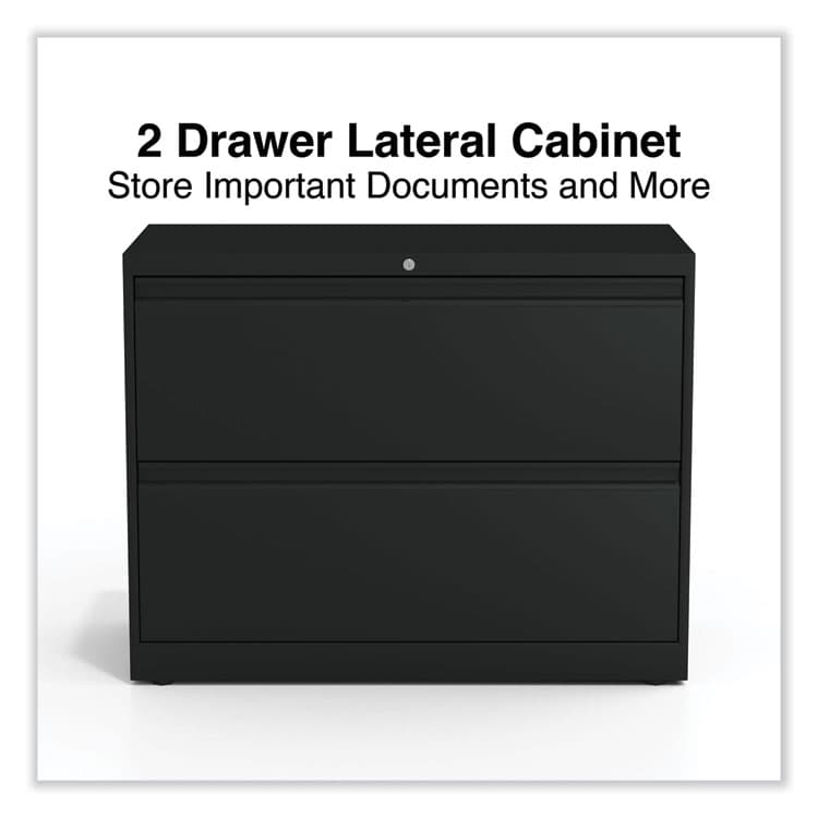 ALERA Lateral File, 2 Legal/Letter-Size File Drawers, Black, 36" x 18.63" x 28" (ALEHLF3629BL) thumbnail 2