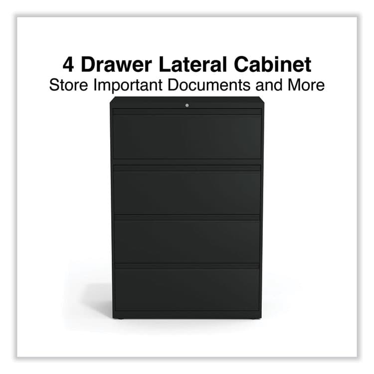 ALERA Lateral File, 4 Legal/Letter-Size File Drawers, Black, 36" x 18.63" x 52.5" (ALEHLF3654BL) thumbnail 2