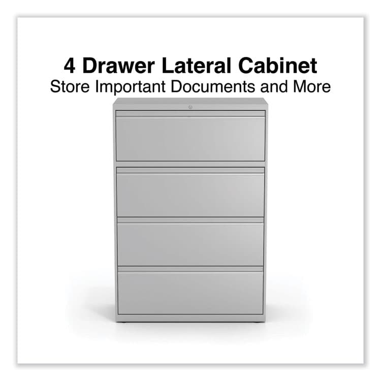 ALERA Lateral File, 4 Legal/Letter-Size File Drawers, Light Gray, 36" x 18.63" x 52.5" (ALEHLF3654LG) thumbnail 2
