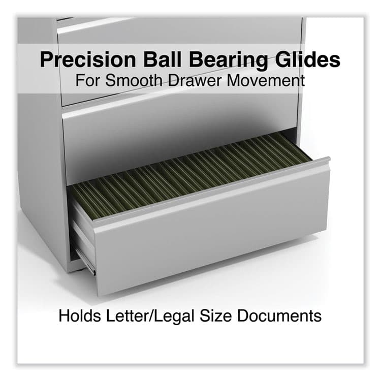 ALERA Lateral File, 4 Legal/Letter-Size File Drawers, Light Gray, 36" x 18.63" x 52.5" (ALEHLF3654LG) thumbnail 3