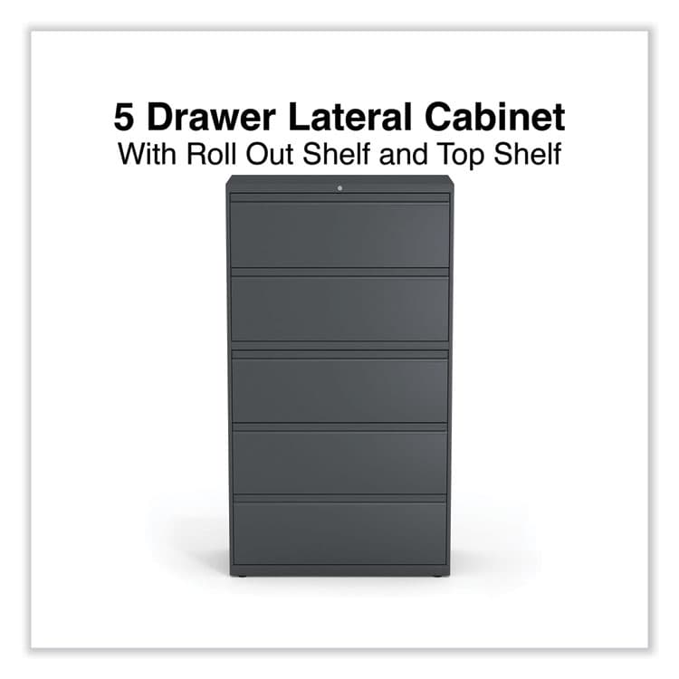 ALERA Lateral File, 5 Legal/Letter/A4/A5-Size File Drawers, Charcoal, 36" x 18.63" x 67.63" (ALEHLF3667CC) thumbnail 2
