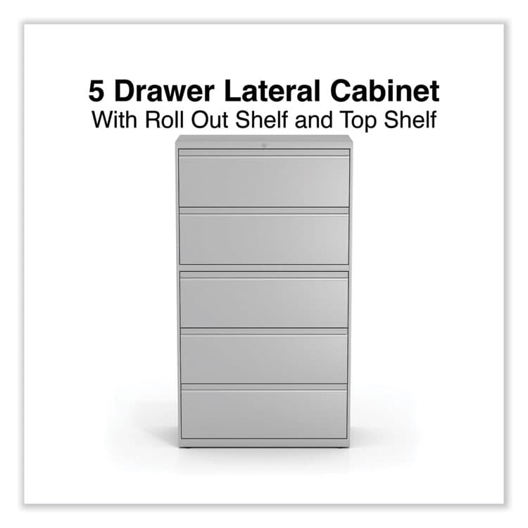 ALERA Lateral File, 5 Legal/Letter/A4/A5-Size File Drawers, Light Gray, 36" x 18.63" x 67.63" (ALEHLF3667LG) thumbnail 2
