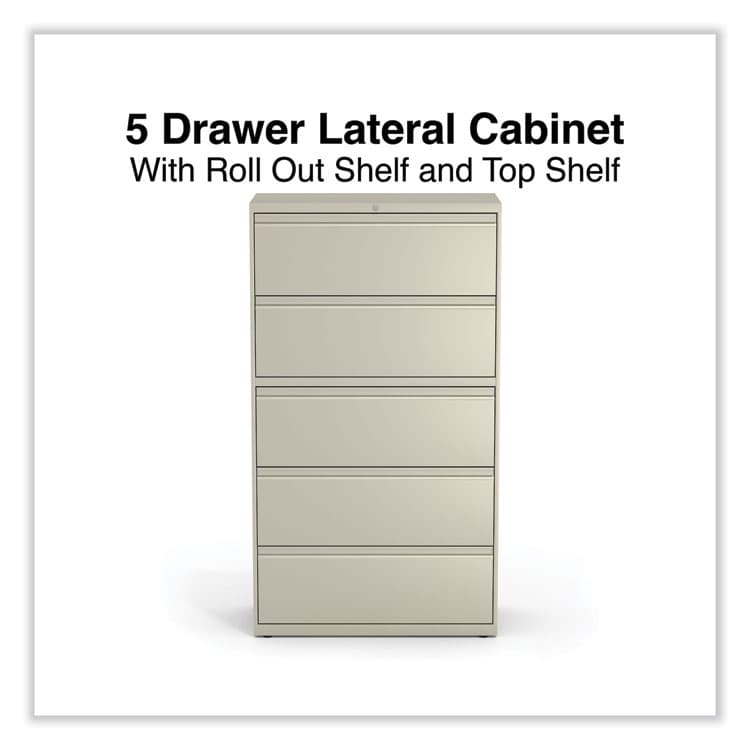 ALERA Lateral File, 5 Legal/Letter/A4/A5-Size File Drawers, Putty, 36" x 18.63" x 67.63" (ALEHLF3667PY) thumbnail 2