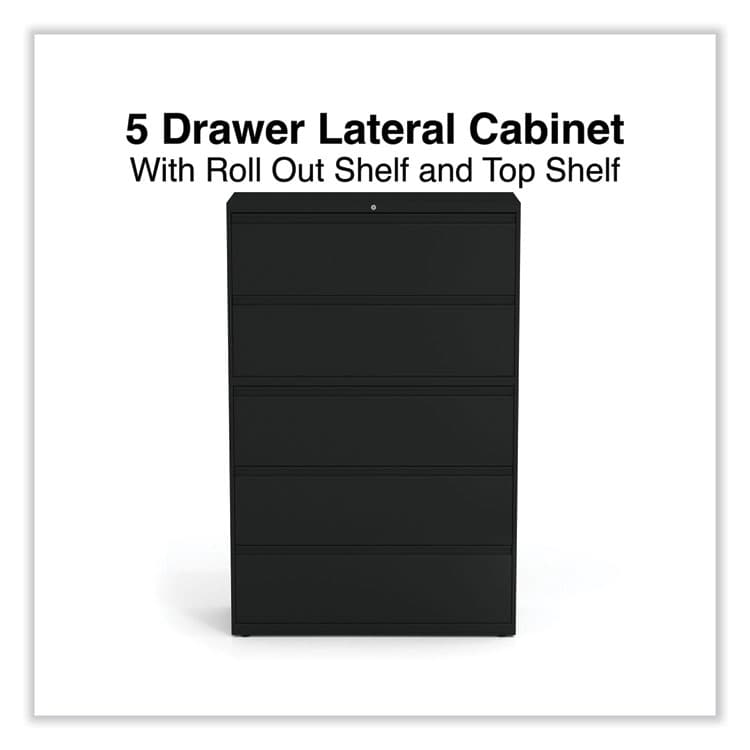 ALERA Lateral File, 5 Legal/Letter/A4/A5-Size File Drawers, Black, 42" x 18.63" x 67.63" (ALEHLF4267BL) thumbnail 4