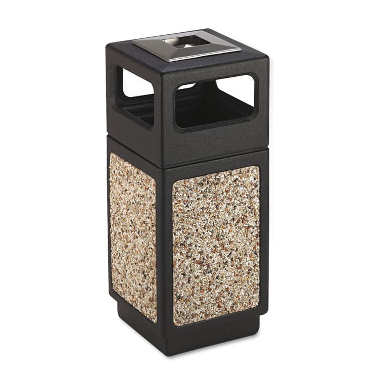 SAFCO PRODUCTS Canmeleon Aggregate Panel Receptacles, 15 gal, Polyethylene/Stainless Steel, Black (SAF9470NC)