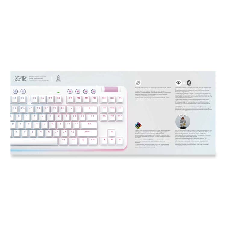 LOGITECH, . G715 Wireless Gaming Keyboard, 87 Keys, White (LOG920010453) thumbnail 2