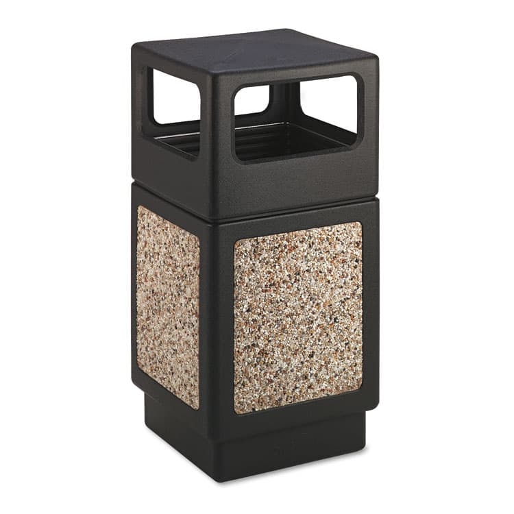 SAFCO PRODUCTS Canmeleon Aggregate Panel Receptacles, Side-Open, 38 gal, Polyethylene, Black (SAF9472NC)