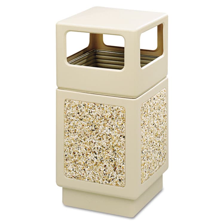 SAFCO PRODUCTS Canmeleon Aggregate Panel Receptacles, Side-Open, 38 gal, Polyethylene, Tan (SAF9472TN)