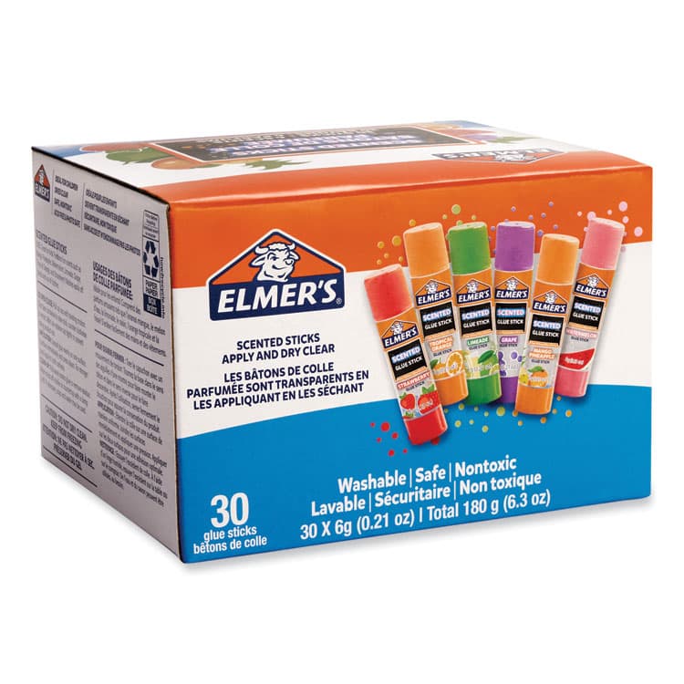 ELMER'S PRODUCTS, . Clear School Glue Stick, Scented, Assorted, 0.21 oz, Dries Clear, 30/Pack (EPI2175692)