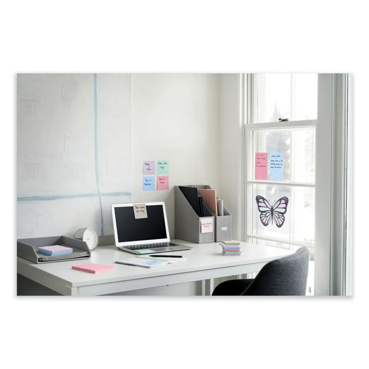 3M/COMMERCIAL TAPE DIV. 100% Recycled Paper Super Sticky Notes, 3" x 3", Wanderlust Pastels, 70 Sheets/Pad, 5 Pads/Pack (MMM654R5SSNRP) thumbnail 4