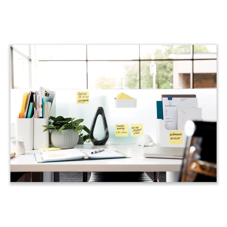 3M/COMMERCIAL TAPE DIV. 100% Recycled Paper Super Sticky Notes, 3" x 3", Canary Yellow, 70 Sheets/Pad, 5 Pads/Pack (MMM654R5SSCY) thumbnail 4