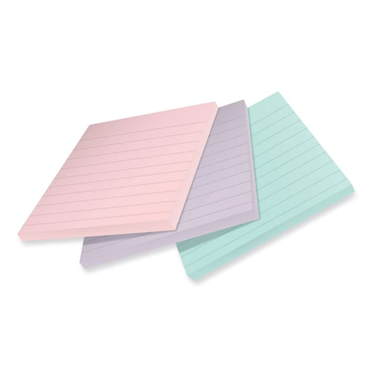3M/COMMERCIAL TAPE DIV. 100% Recycled Paper Super Sticky Notes, Ruled, 4" x 4", Wanderlust Pastels, 70 Sheets/Pad, 3 Pads/Pack (MMM675R3SSNRP) thumbnail 2