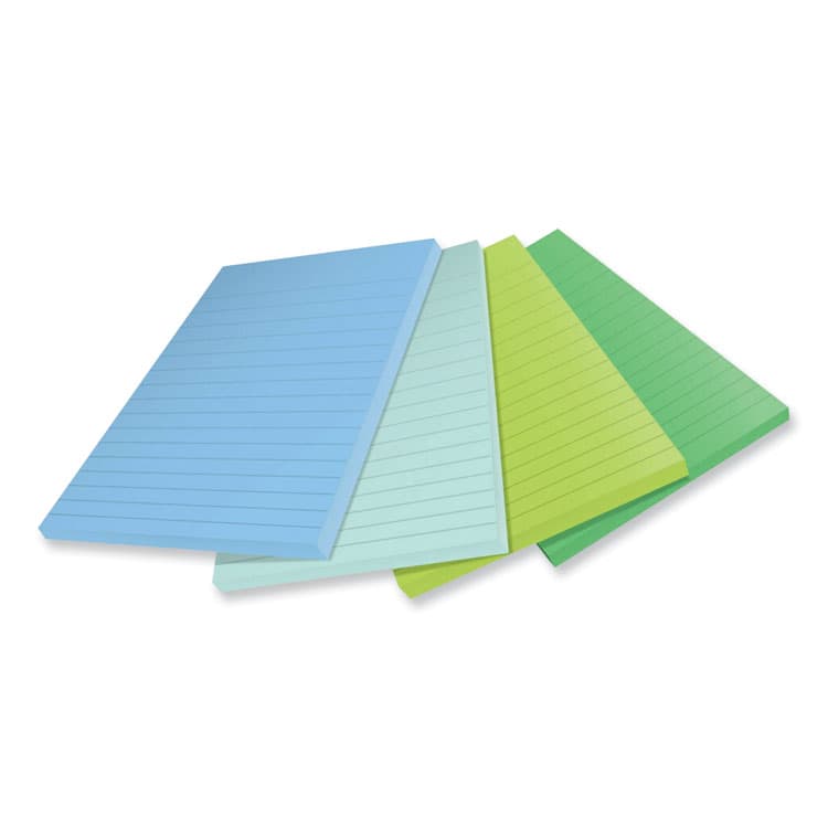 3M/COMMERCIAL TAPE DIV. 100% Recycled Paper Super Sticky Notes, Ruled, 4" x 6", Oasis, 45 Sheets/Pad, 4 Pads/Pack (MMM4621R4SST) thumbnail 3