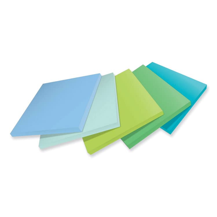 3M/COMMERCIAL TAPE DIV. 100% Recycled Paper Super Sticky Notes, 3" x 3", Oasis, 70 Sheets/Pad, 5 Pads/Pack (MMM654R5SST) thumbnail 3
