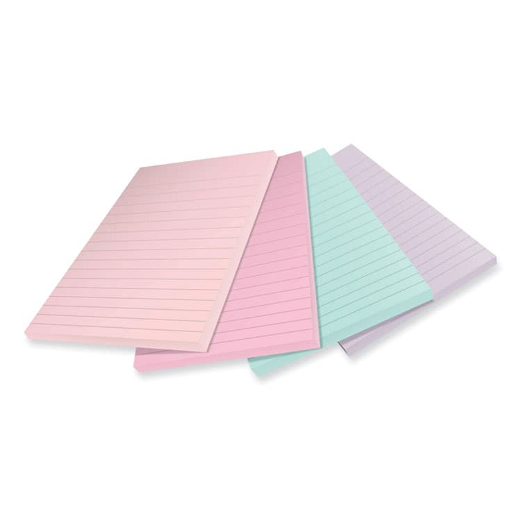 3M/COMMERCIAL TAPE DIV. 100% Recycled Paper Super Sticky Notes, Ruled, 4" x 6", Wanderlust Pastels, 45 Sheets/Pad, 4 Pads/Pack (MMM4621R4SSNRP) thumbnail 3