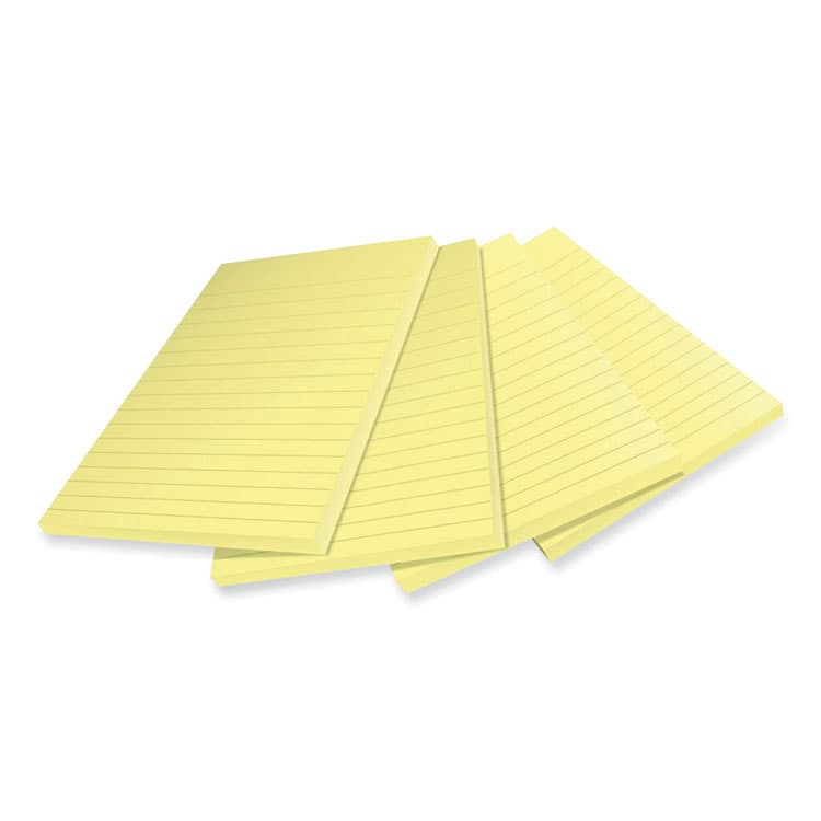 3M/COMMERCIAL TAPE DIV. 100% Recycled Paper Super Sticky Notes, Ruled, 4" x 6", Canary Yellow, 45 Sheets/Pad, 4 Pads/Pack (MMM4621R4SSCY) thumbnail 3
