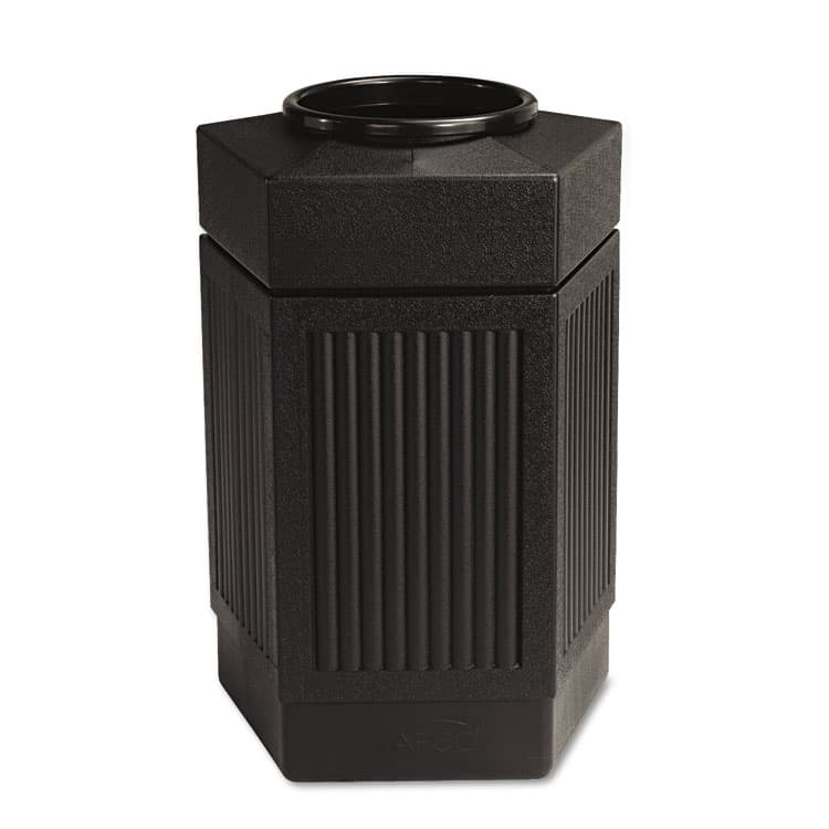 SAFCO PRODUCTS Canmeleon Indoor/Outdoor Pentagon Receptacle, 30 gal, Polyethylene, Black (SAF9485BL)