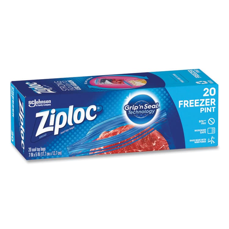 SC JOHNSON Zipper Freezer Bags, 16 oz, 7" x 5", Clear, 240/Carton (SJN314443) thumbnail 4