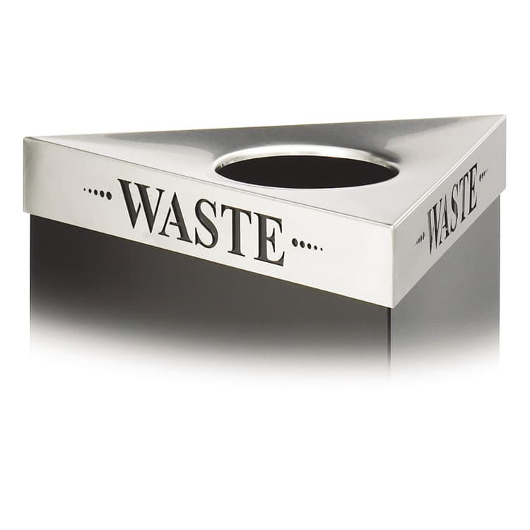 SAFCO PRODUCTS Trifecta Waste Receptacle Lid, Laser Cut "WASTE" Inscription, 20w x 20d x 3h, Stainless Steel (SAF9560WA)
