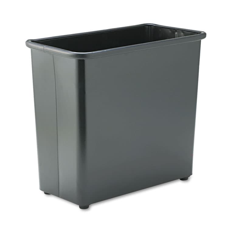 SAFCO PRODUCTS Square and Rectangular Wastebasket, 27.5 qt, Steel, Black (SAF9616BL)