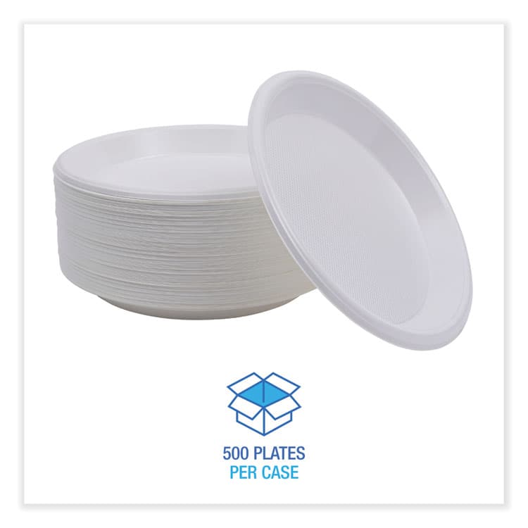 BOARDWALK Hi-Impact Plastic Dinnerware, Plate, 10" dia, White, 500/Carton (BWKPLHIPS10WH) thumbnail 3