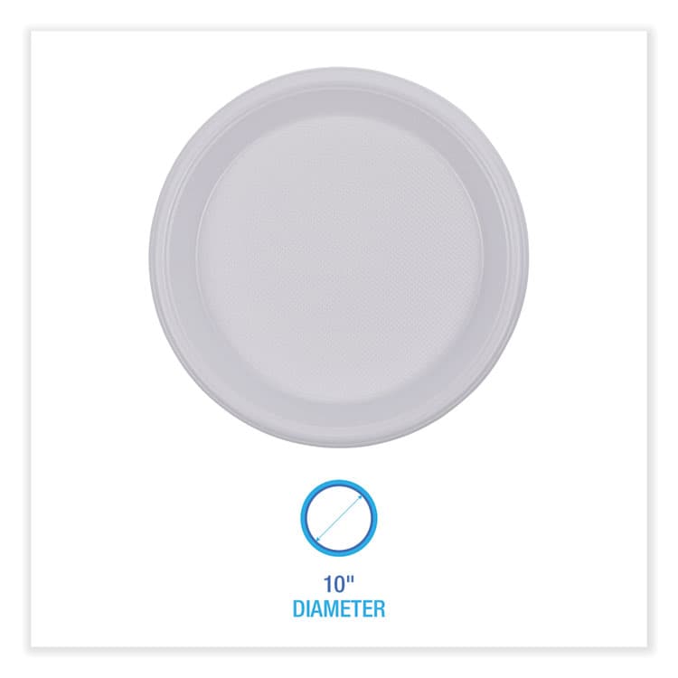 BOARDWALK Hi-Impact Plastic Dinnerware, Plate, 10" dia, White, 500/Carton (BWKPLHIPS10WH) thumbnail 2