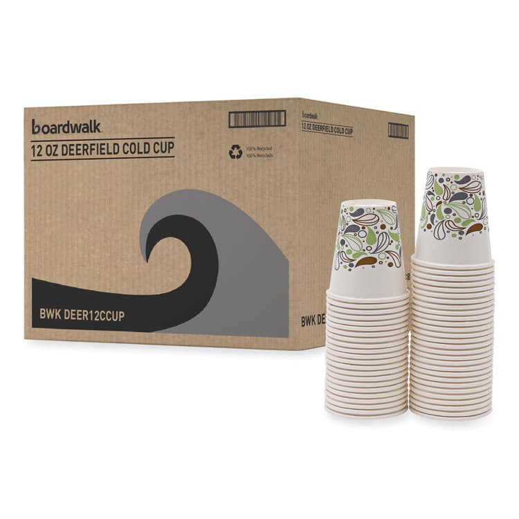 BOARDWALK Deerfield Printed Paper Cold Cups, 12 oz, 50/Sleeve, 20 Sleeves/Carton (BWKDEER12CCUP)