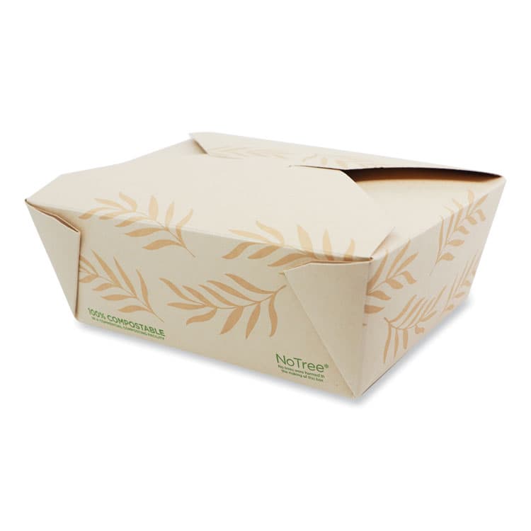 WORLD CENTRIC No Tree Folded Takeout Containers, 46 oz, 5.5 x 6.9 x 2.5, Natural, Sugarcane, 300/Carton (WORTONT8)
