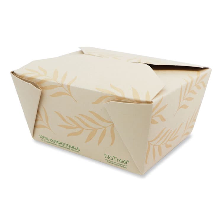 WORLD CENTRIC No Tree Folded Takeout Containers, 26 oz, 4.2 x 5.2 x 2.5, Natural, Sugarcane, 450/Carton (WORTONT1)