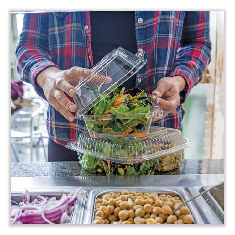 WORLD CENTRIC PLA Hinged Clamshells, 46 oz, 8.3 x 8.6 x 3.1, Clear, Plastic, 300/Carton (WORKLCS8N) thumbnail 3